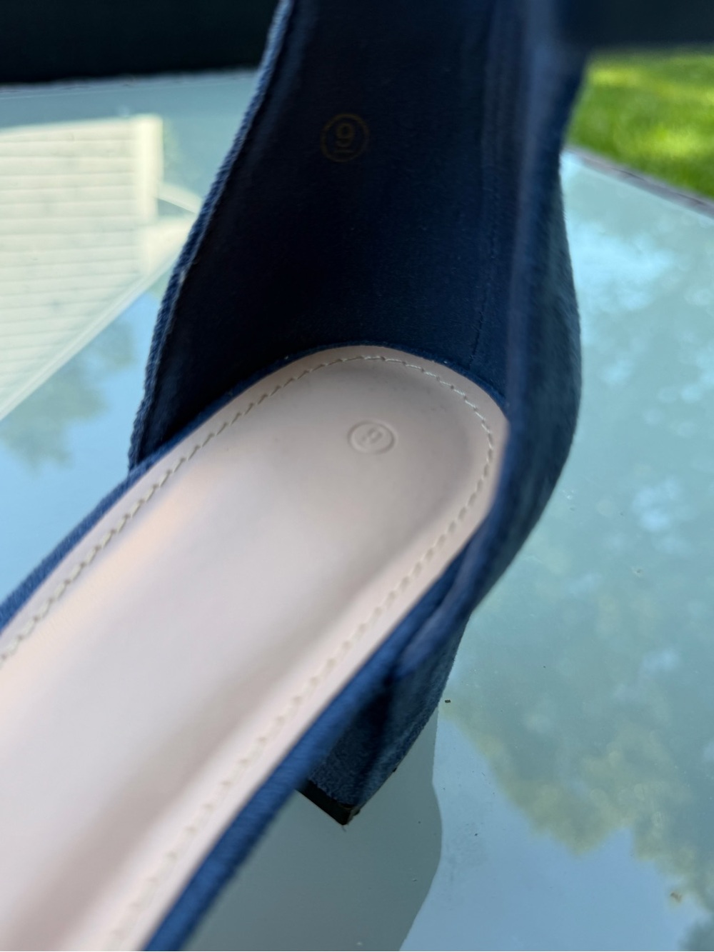 Pointed Ankle-Strap Heels in Navy Suede-Look-closed toe- excellent condition - Picture 7 of 9